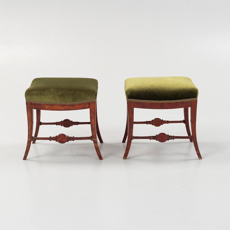 A pair of Swedish Empire stools, early 19th century.