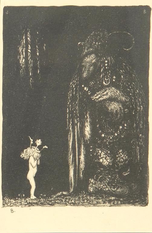John Bauer, "-Such a miserable little pale-nose! said the troll.".
