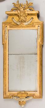 A Gustavian Mirror by Johan Åkerblad, signed IÅ, Stockholm's hallmark 1778.