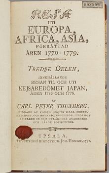 Thunbergs Resa 1770-79 i vackra band (4 vol).