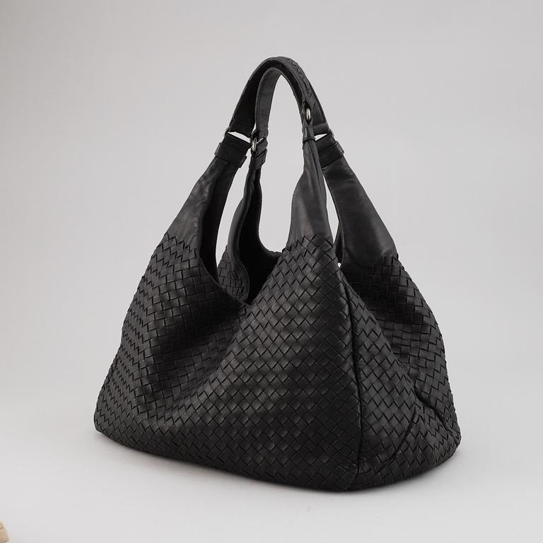 BOTTEGA VENETA, black leather bag.