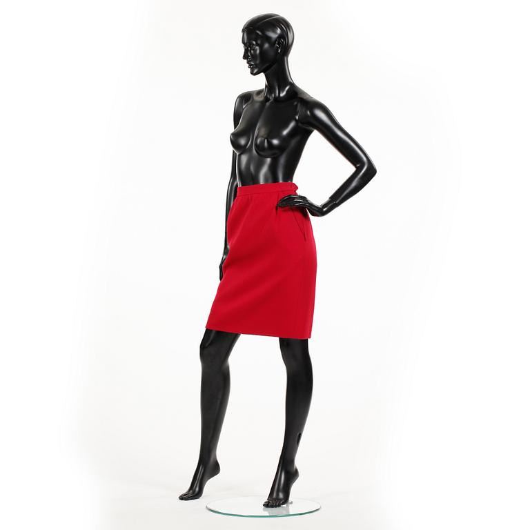 YVES SAINT LAURENT, a red skirt.