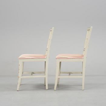 A pair of Swedish Gustavian chairs by Anders Andersson, signed AAS, Lindome from around year 1800.