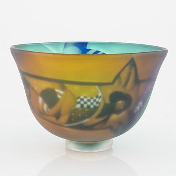 Bertil Vallien, a unique blasted glass bowl, Kosta Boda, Sweden.