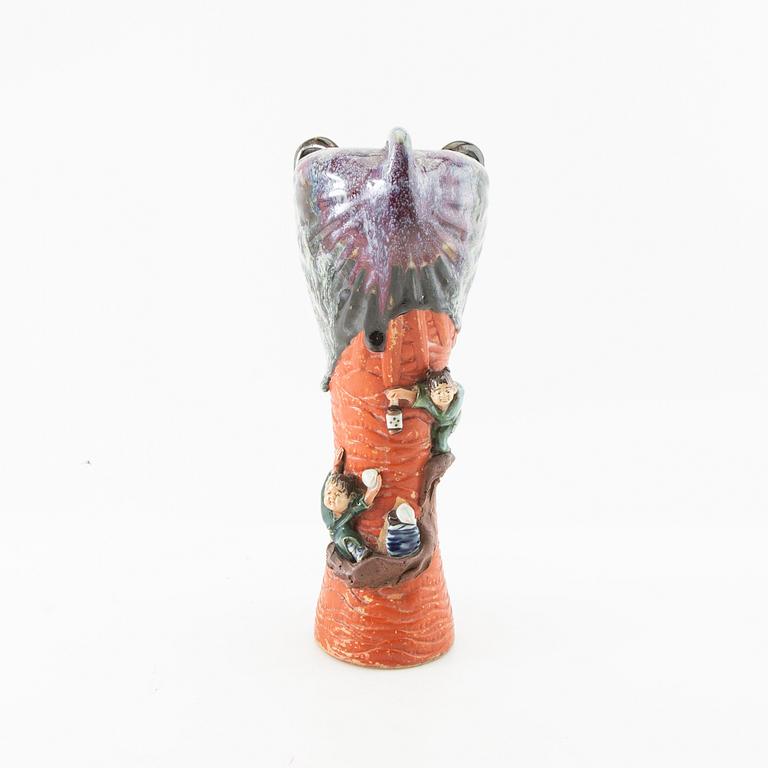 Vase "Sumida gawa ware" Japan first half of the 20th century partially glazed ceramic.