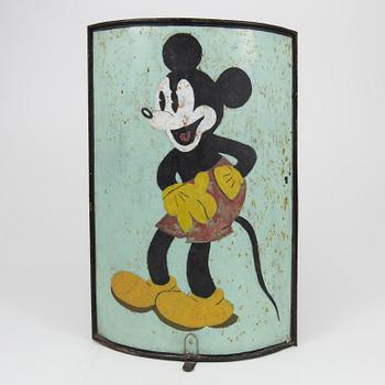 A metal Mickey Mouse fire screen, mid 1900s.