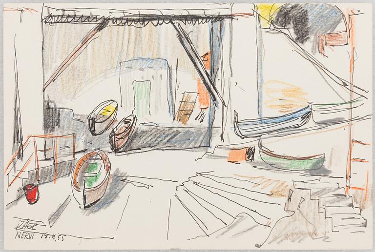 Wilhelm Kåge, a set of eight drawings, signed and dated 1905 and 1955 respectively.