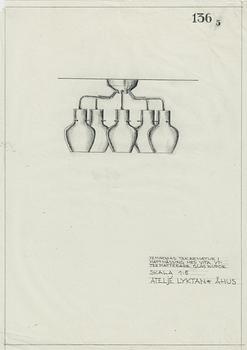 Hans Bergström, a ceiling lamp model 136/5, ateljé Lyktan, Åhus, 1940s.
