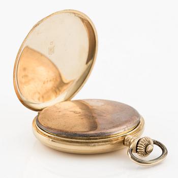 Pocket watch, 18K gold, hunter case, 51 mm.