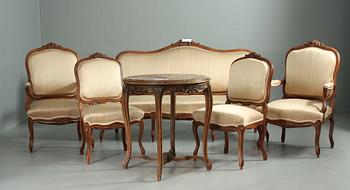 SALONGSMÖBEL, 6 delar, Louis XV-stil, 1900-tal.