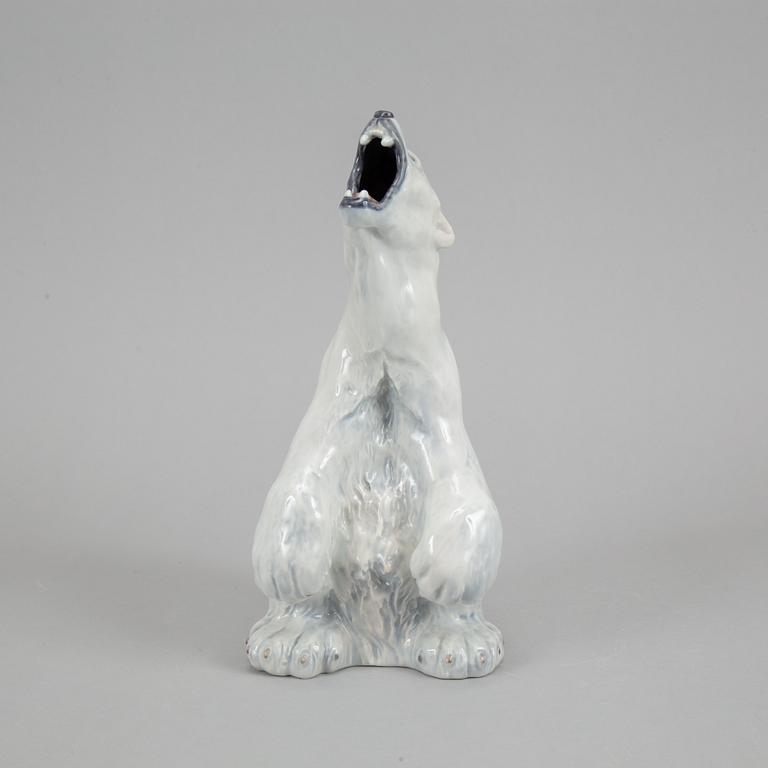 Royal Copenhagen, a 502 porcelain polar bear, Denmark, 1985-91.