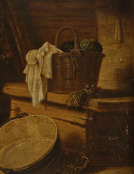 Willem Kalf, hans krets, Stilleben med köksattiraljer.