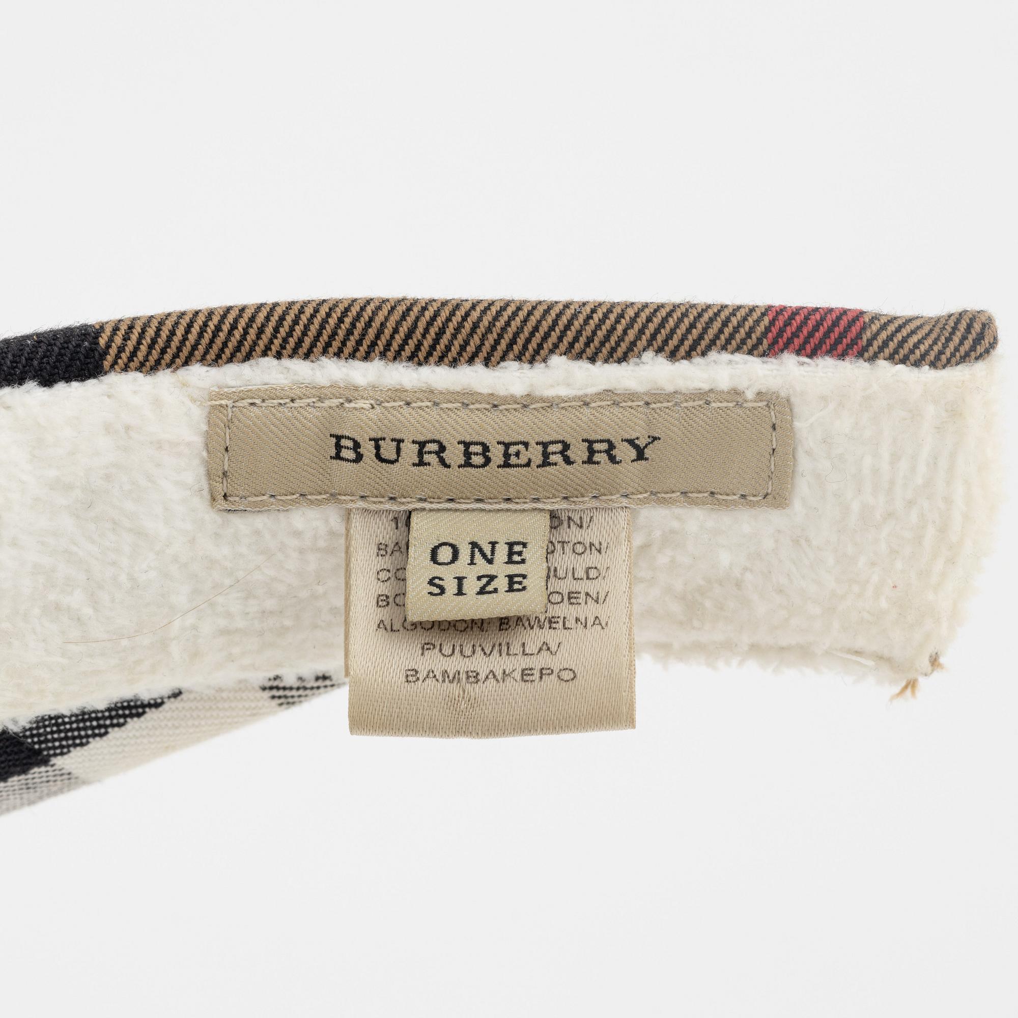 Burberry, väska, solskärm samt keps.