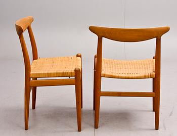 STOLAR, 6 st, "W 2", Hans J. Wegner, C M Madsens Fabriker, Danmark. 1900-talets andra hälft.