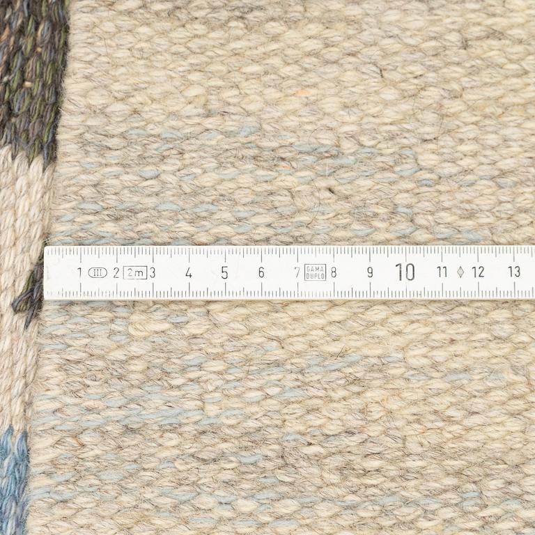 Judith Johansson, a flat weave rug, 'Riddarsporrar', signed JJ, c. 294 x 187 cm.