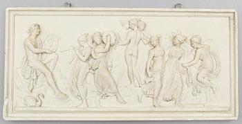 BERTEL THORVALDSEN, efter, väggreliefer, 2 st, gips, 1900-talets första hälft.