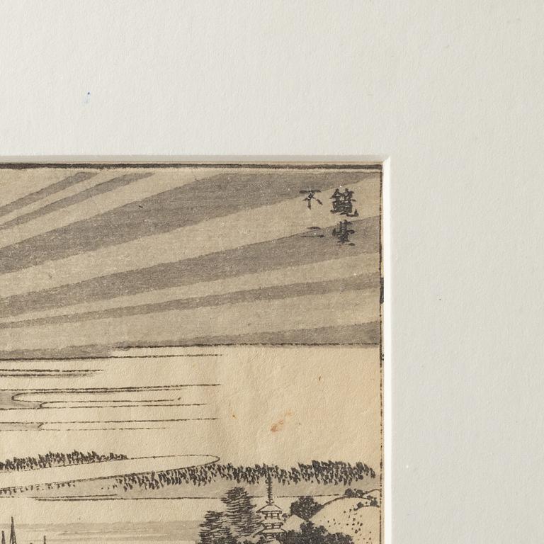 Katsushika Hokusai, träsnitt 2 st, Japan 1836.