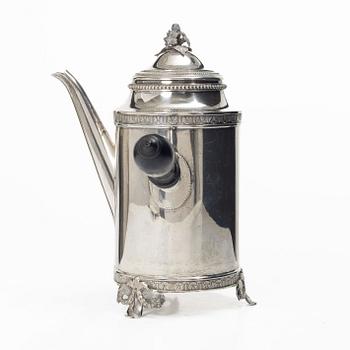 C.G. Hallberg, Coffee pot, silver, Gustavian style, Stockholm 1930.