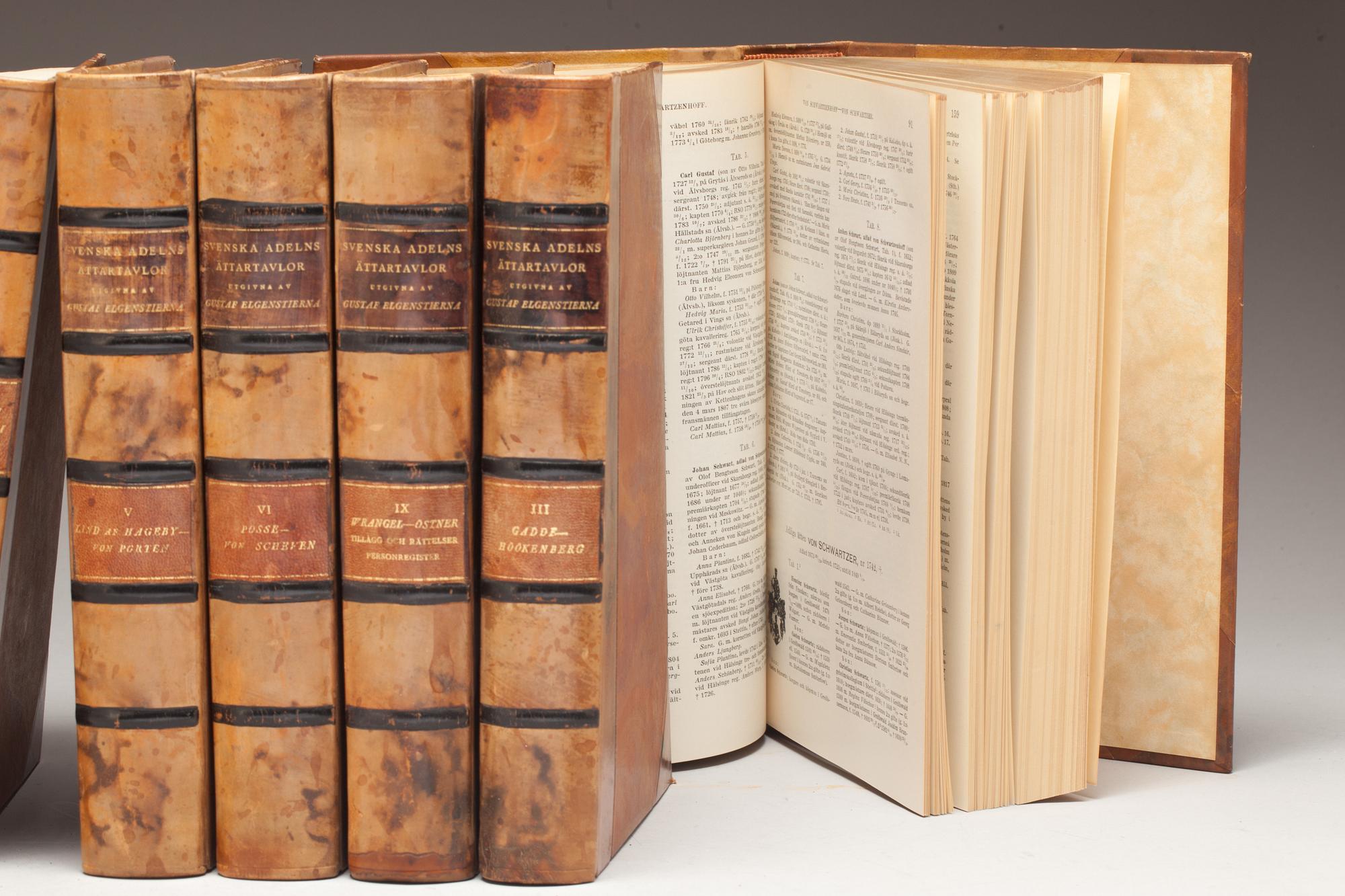BOKVERK, vol I-IX, "Den introducerade Svenska Adelns Ättartavlor", Gustaf Elgenstierna, Stockholm 1925-36.
