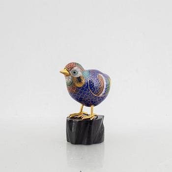 A Chinese cloisonné figure of a quail, first part of the 20th century.