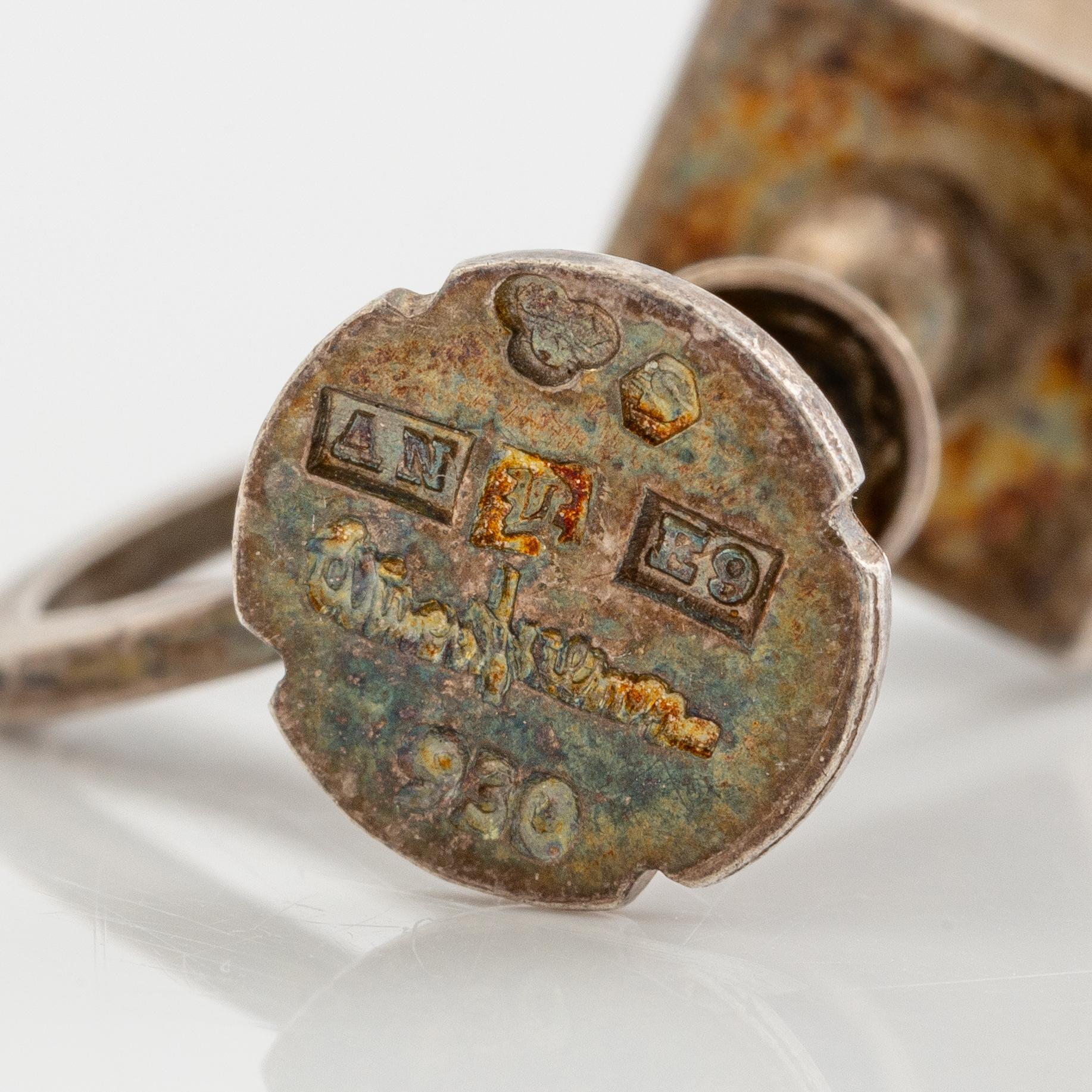 Wiwen Nilsson, a pair of earrings, silver with rock crystal, Lund 1955.