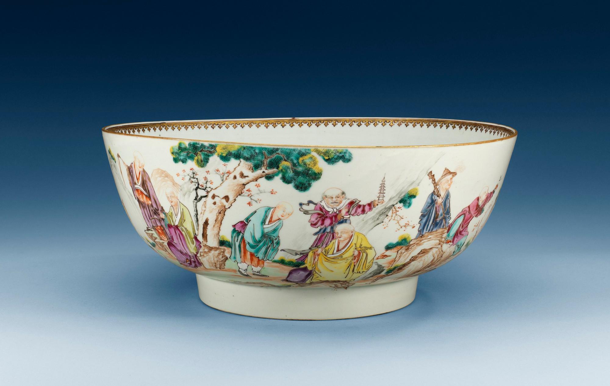 BÅLSKÅL, kompaniporslin. Qing dynastin, Qianlong (1736-95).