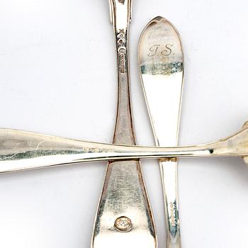 A Swedish 19th/20th century set of 10 silver spoons, different makers, weight 652 grams.