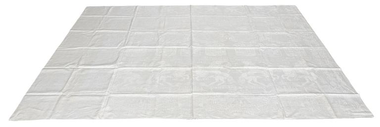 A flemish 18th century linen damask table cloth, ca 210 x 148 cm.