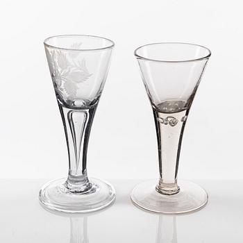 A set of two Swedish wine glasses, 18th Cenutyr.