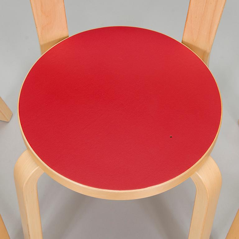Alvar Aalto, A mid-20th century drop leaf table and three chairs for O.Y. Huonekalu-ja Rakennustyötehdas A.B.