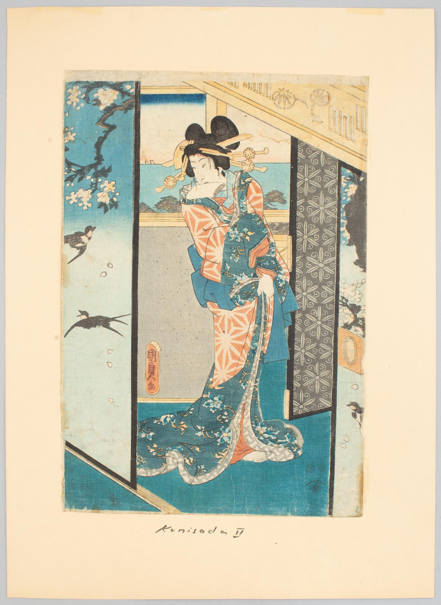Utagawa Kunisada II, 'Courtesan' and 'Hotaru, The Fireflies: Chapter 25'.