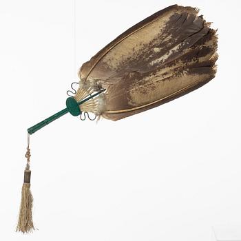 Solfjäder, bl. a malakit. Qingdynastin, 1800-tal.