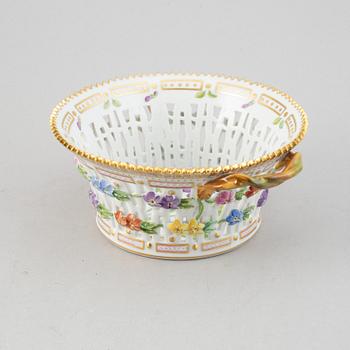 A Royal Copenhagen "Flora Danica" chesnut baskets with stands, Denmark, mid 20th Century.