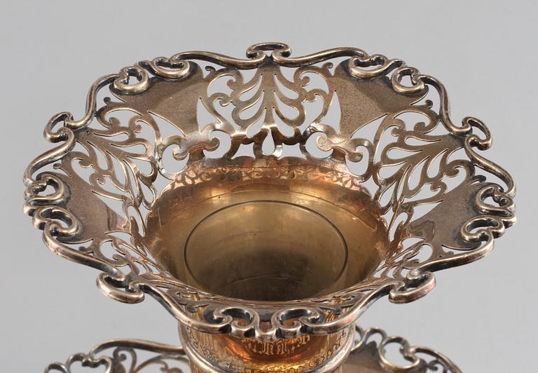 UPPSATSSKÅL, silver, Birmingham, England, 1936, vikt 1220 gram (exklusive glasinsats).