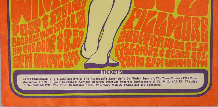 Wes Wilson, concert posters, a pair, West Coast Lithograph, 1966.