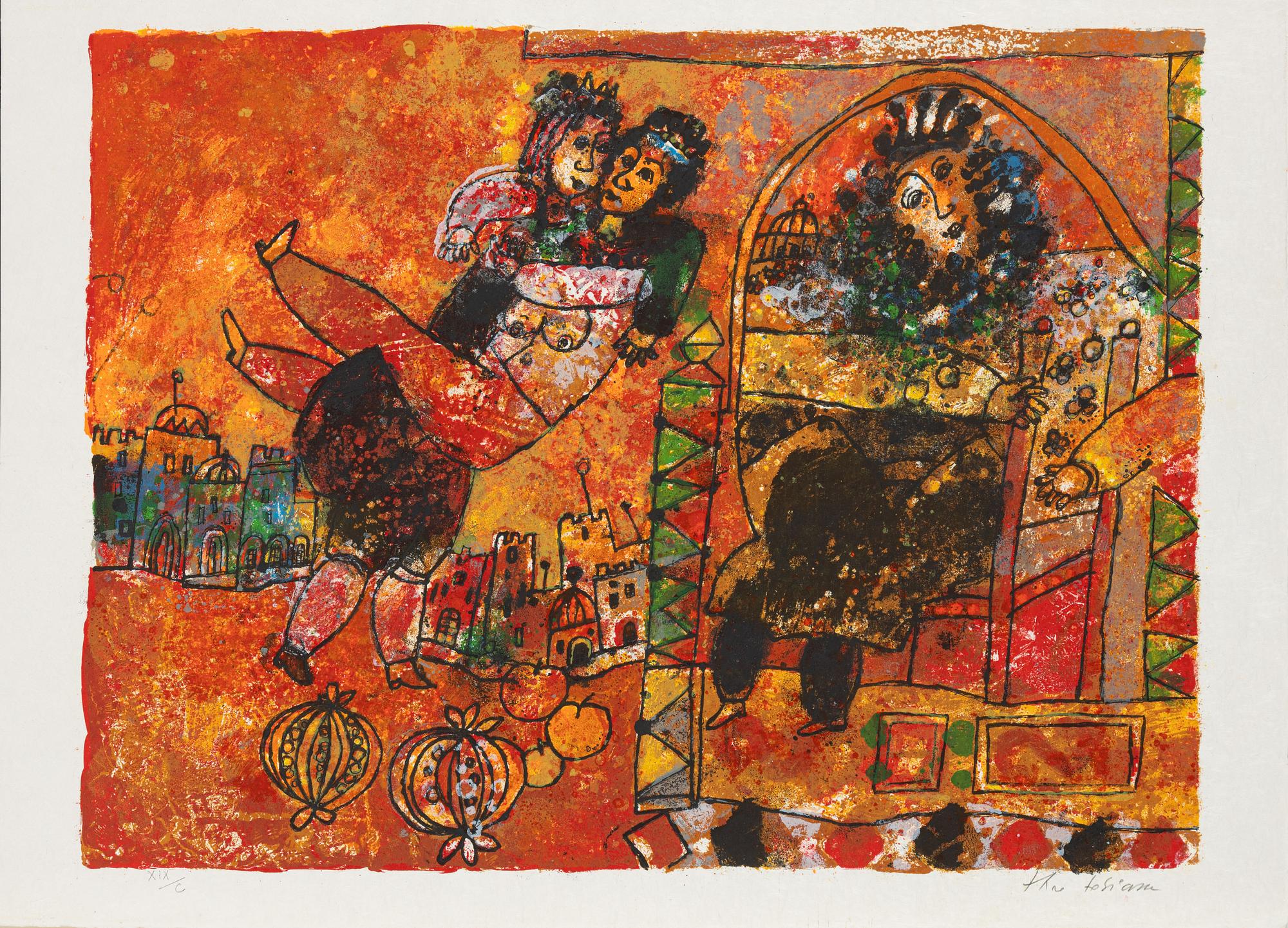 Theo Tobiasse, "The Song of Songs of King Solomon", portfolio with 12 colour lithographs.