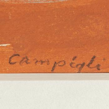 MASSIMO CAMPIGLI, blandteknik på papper, bär senare påförd signatur (okänd).