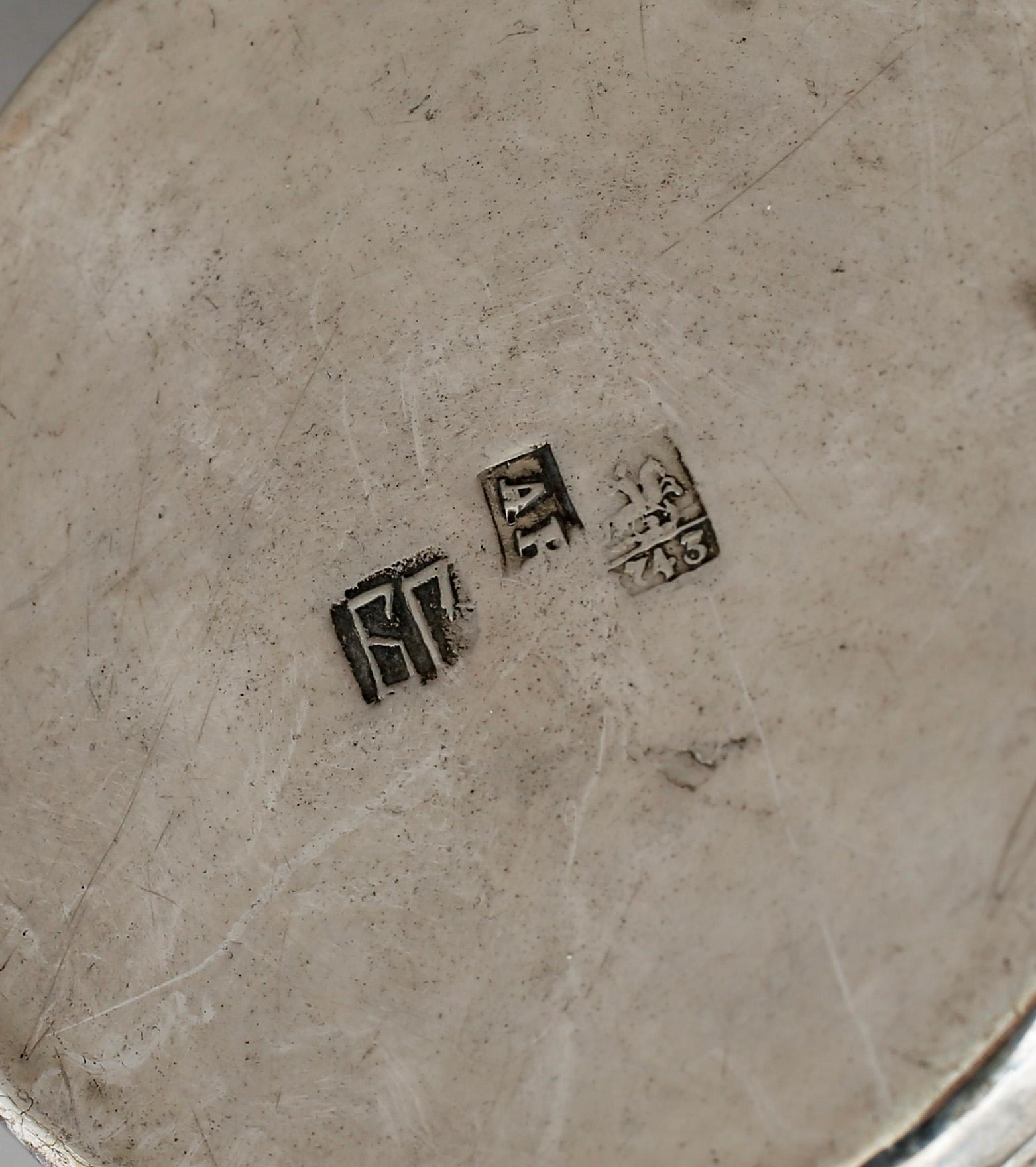 BÄGARE, silver, barock, oidentifierad mästare, Moskva, Ryssland, 1743. Vikt ca74g.