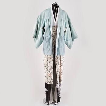 KIMONO OCH JACKA, 4 delar, siden, 1900-tal.
