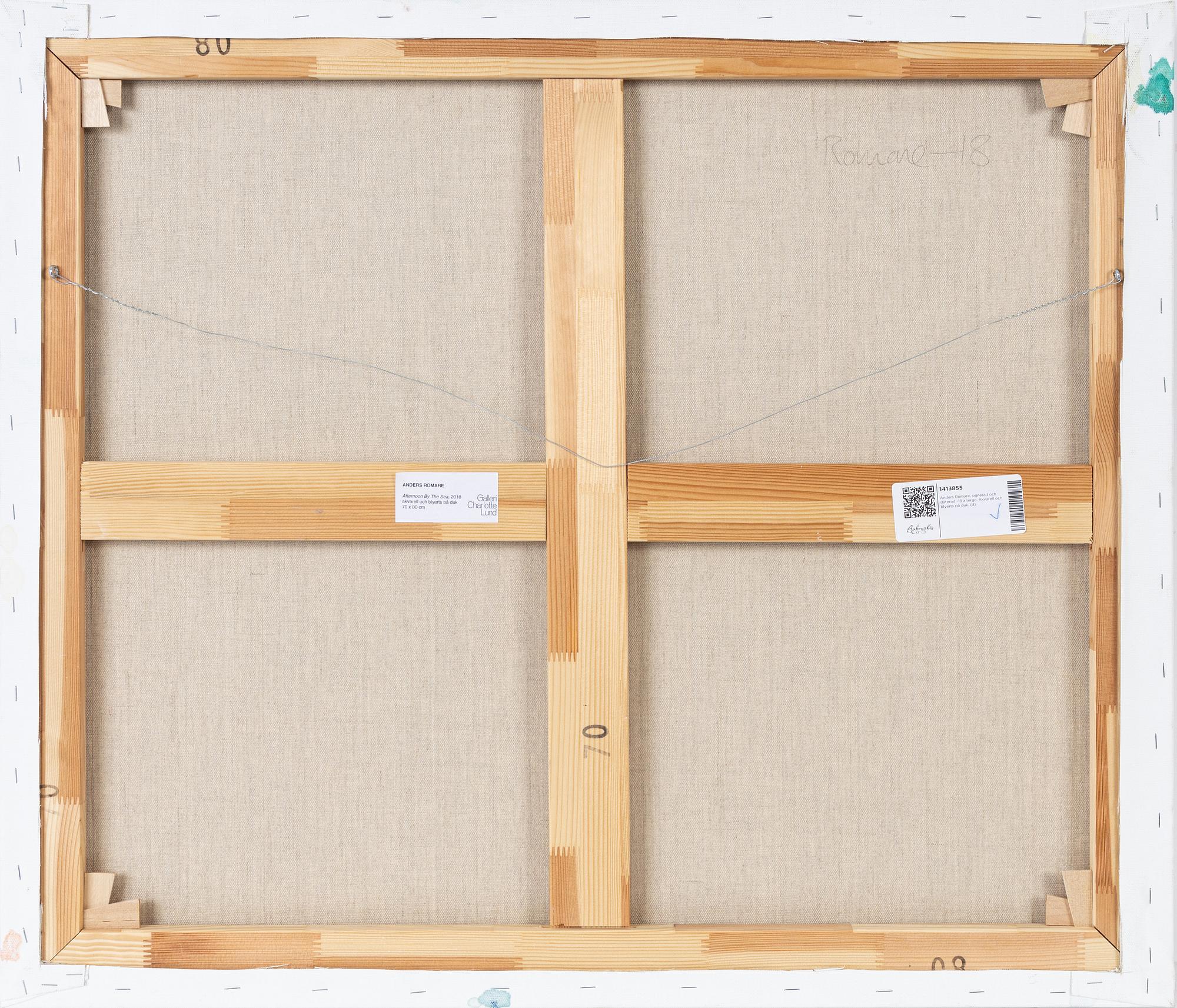 Anders Romare, signerad och daterad -18 a tergo. Akvarell och blyerts på duk.