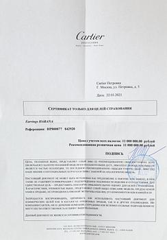 Cartier, Korvakorupari "Habana", 18K valkokultaa, briljanttihiottuja timantteja n. 11.22 ct yht. Merkitty Cartier 842920.