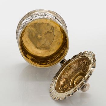 A sterling silver tankard, maker's mark of John Langlands I och John Goodrick, Newcastle, 1755/56.