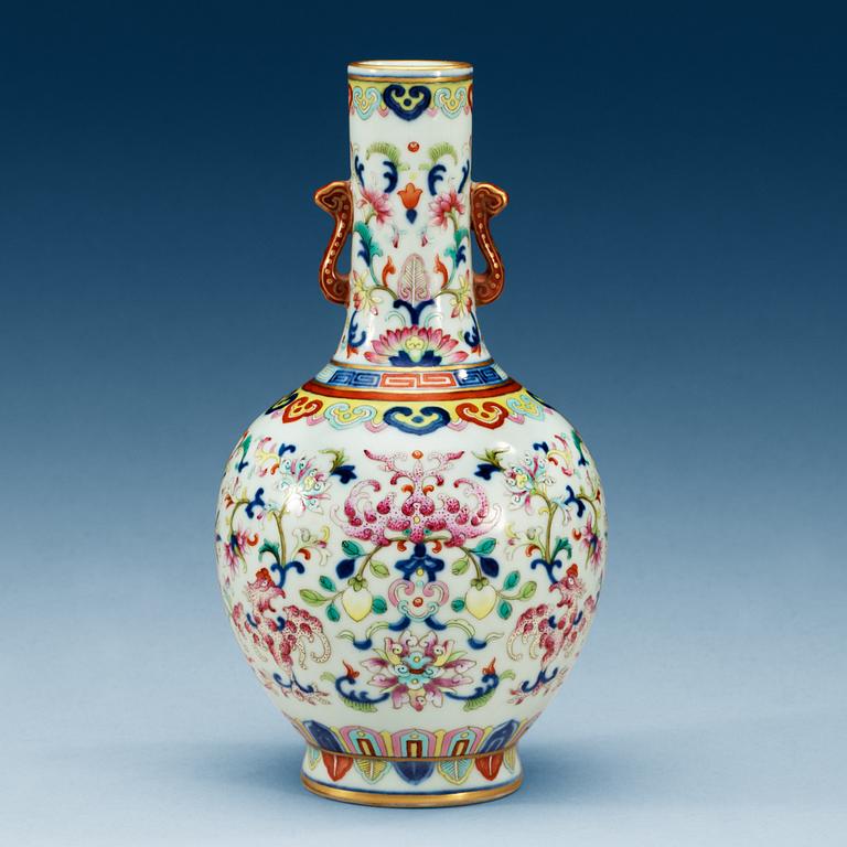 A famille rose vase, presumably Republic, with Jiaqing seal mark.