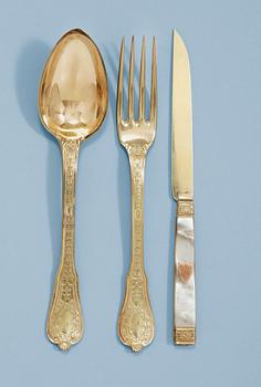 779. A set of 26 piece French silver-gilt cutlery, possibly of Charles Joachim Benjamin Dellemagne, Paris 1798-1809.