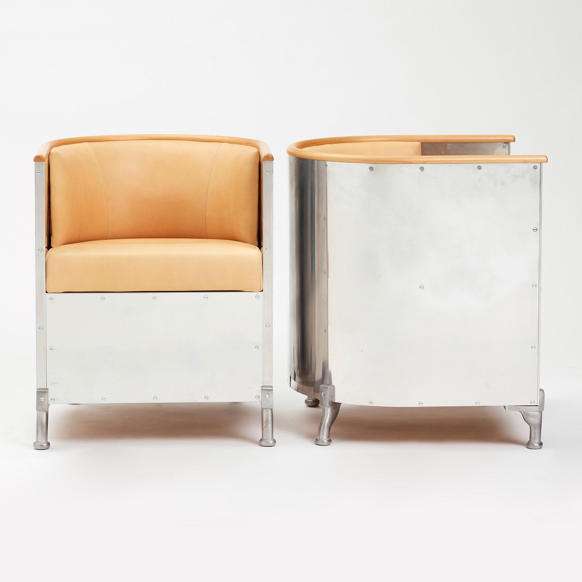 Mats Theselius, a pair of "Aluminium" easy chairs, Källemo, Sweden post 1990.