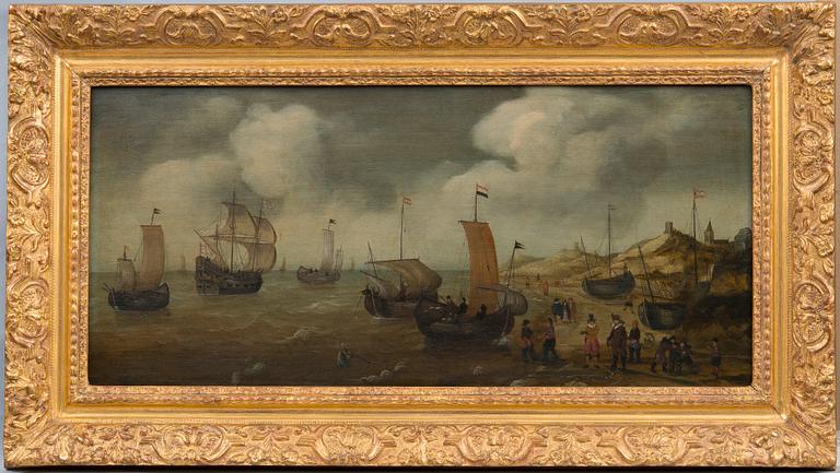 Cornelis Verbeeck, HOLLANTILAISIA KAUPPAMIEHIÄ JA MUITA LAIVOJA RANNIKON TUNTUMASSA.