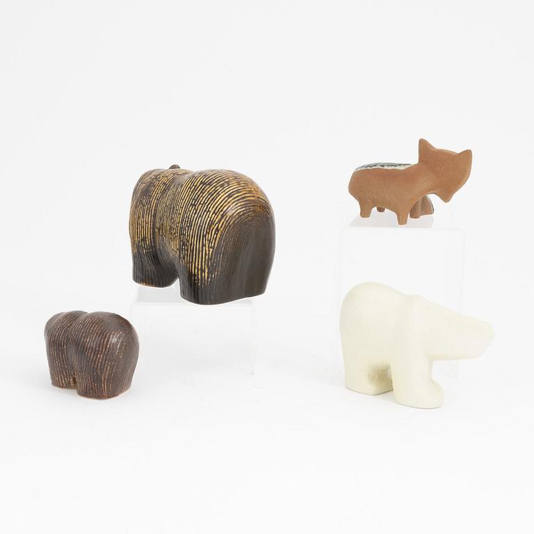 Lisa Larson, a set of four stoneware figurines, Gustavsberg.