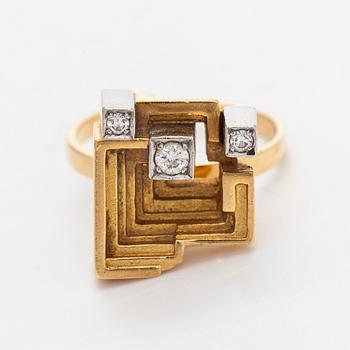 Björn Weckström, ring, "Soltempel", briljantslipade diamanter, 18K guld, Lapponia 1974.