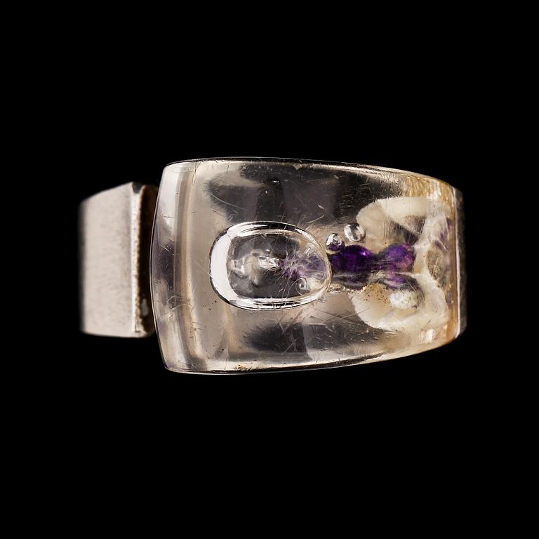 HALSKEDJA samt RING, sterlingsilver, Björn Weckström, Lapponia, Finland. Vikt 81.