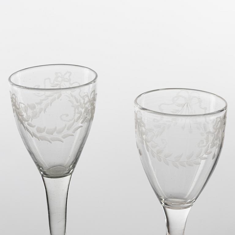 A set of 13n glasses, circa 1800.